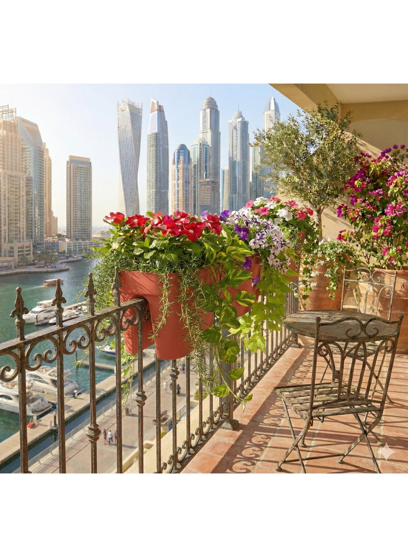 IDEL Self Hanging Flower Planter Pot PBACK – Balcony & Garden Pots with Adjustable Hooks and Self Watering – Durable Premium Hanging Planters – Made in Italy (Clay, 30cm) - Image 5